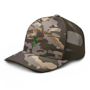 X-VET "Living The Life We Deserve". Camouflage Trucker hat